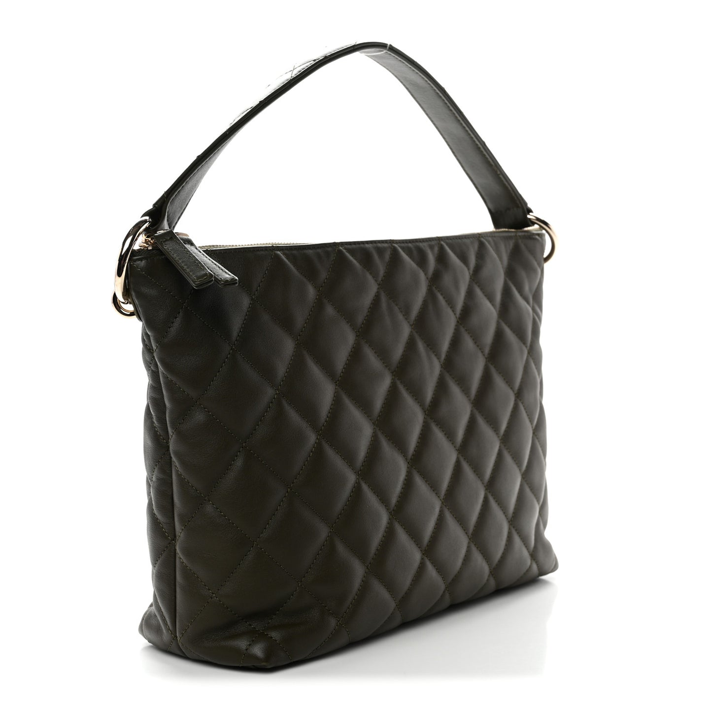 Calfskin Quilted Coco Mellow Hobo Khaki