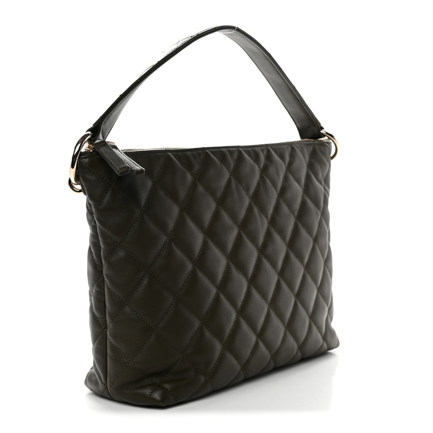 Chanel Calfskin Quilted Coco Mellow Hobo Khaki 3 of 11