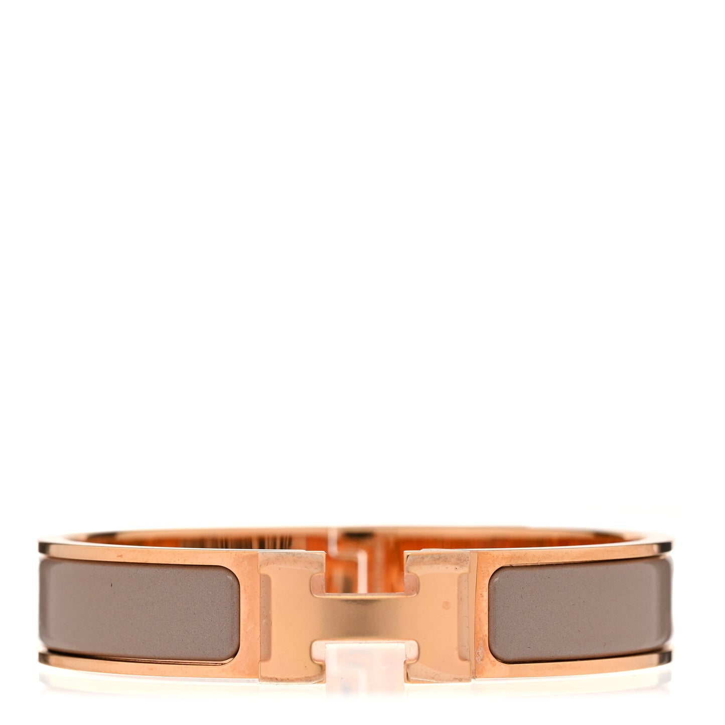 Enamel Narrow Clic Clac H Bracelet PM Marron Glace