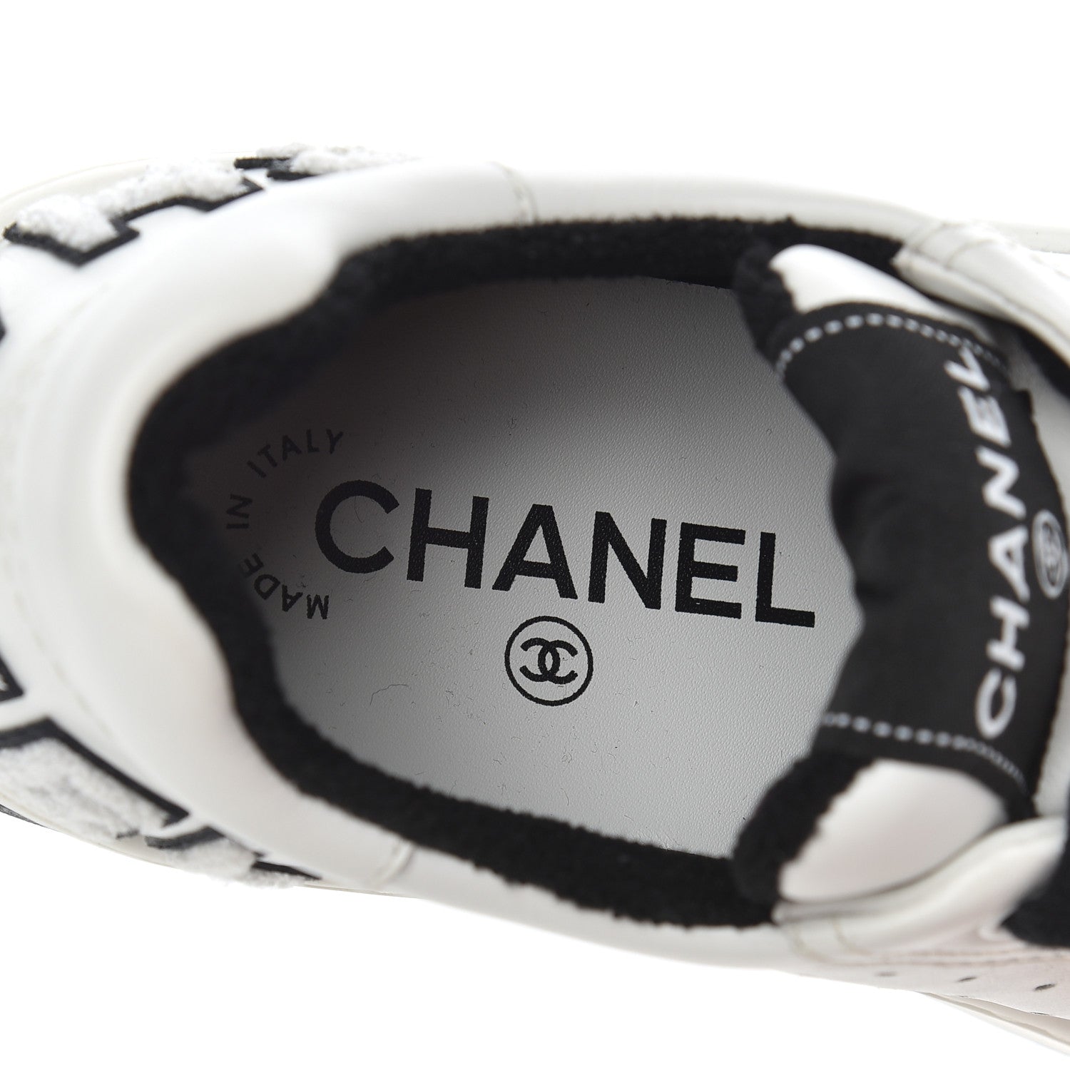 Chanel Calfskin Womens Logo Sneakers 35 Black White 6 of 18