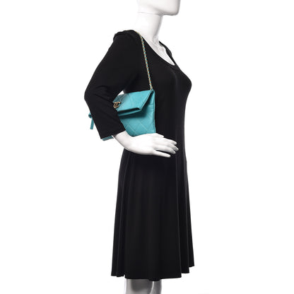 Chanel Calfskin Quilted Fold Over Clutch Turquoise 2 of 10