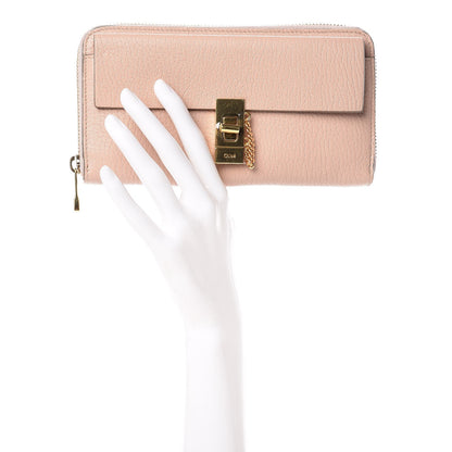 Chloe Grained Lambskin Drew Long Wallet with Flap Cement Pink 2 of 9