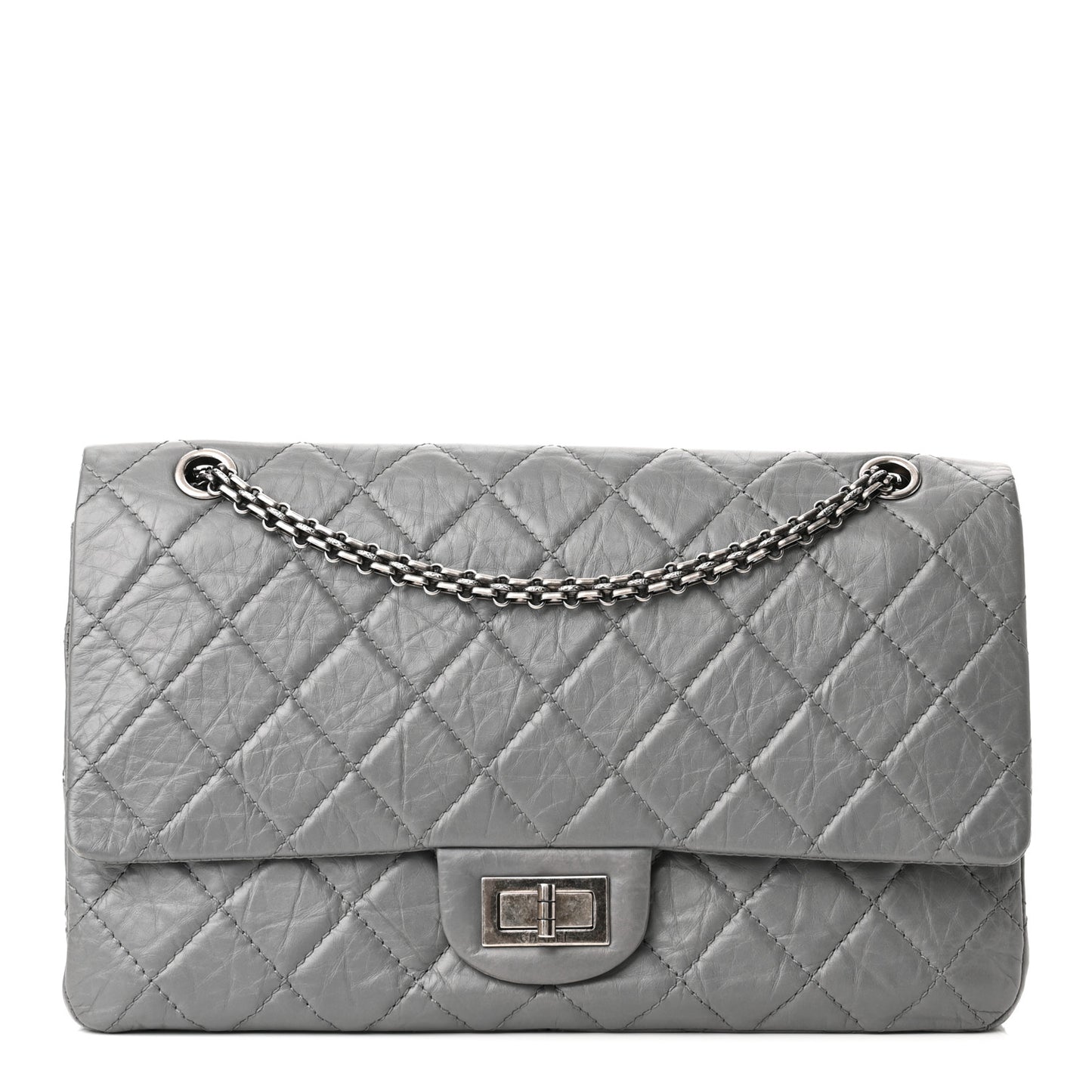 Aged Calfskin Quilted 2.55 Reissue 227 Flap Grey