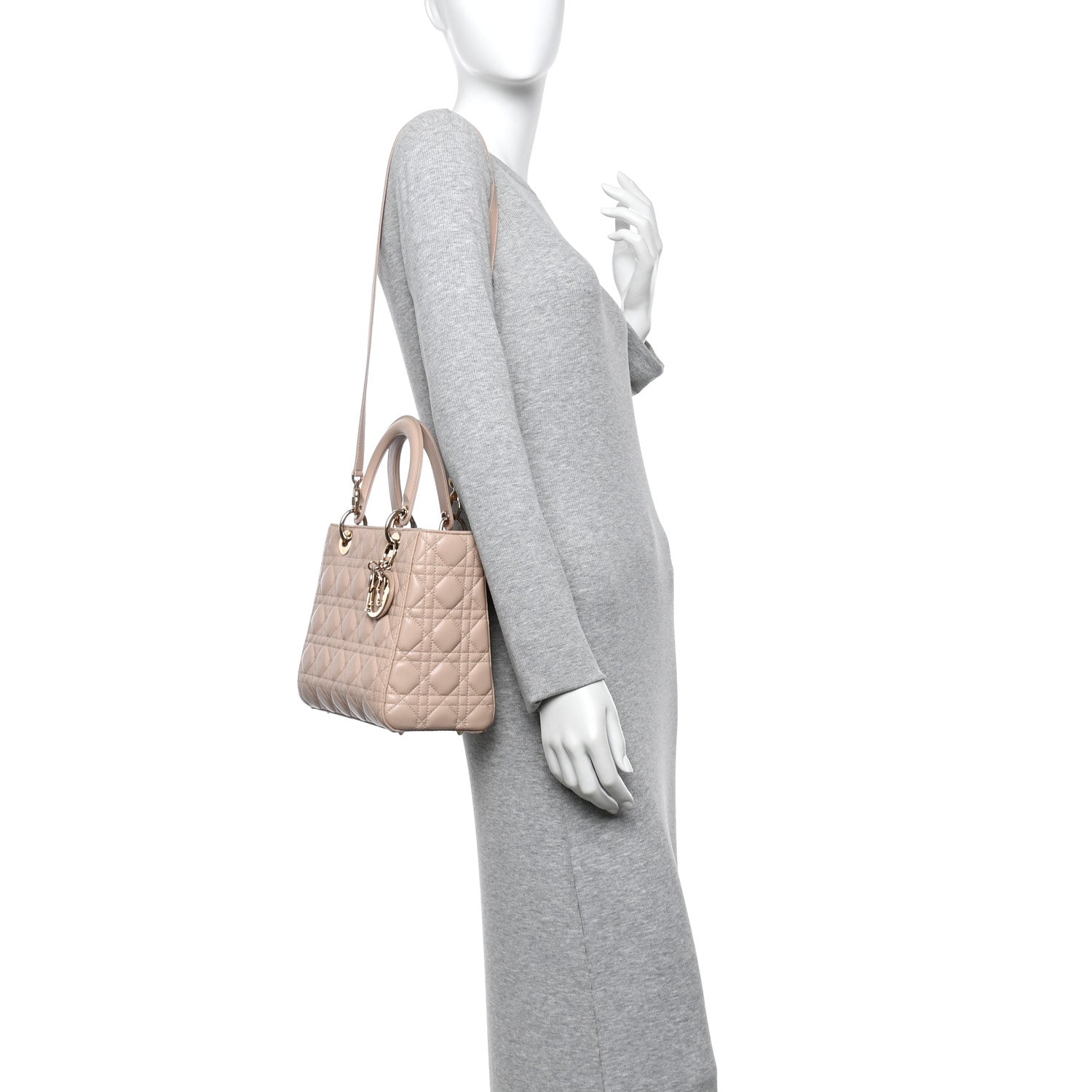 Christian Dior Lambskin Cannage Medium Lady Dior Light Pink 2 of 13