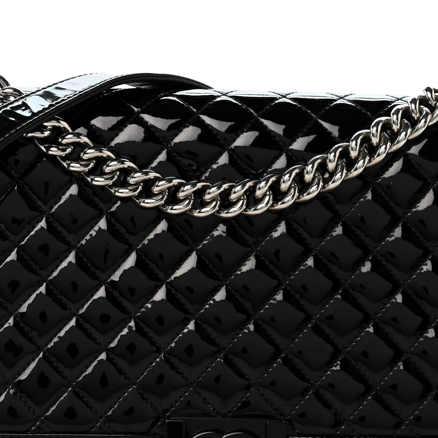 Chanel Patent Calfskin Quilted New Medium Plexiglass Boy Flap Black 8 of 13