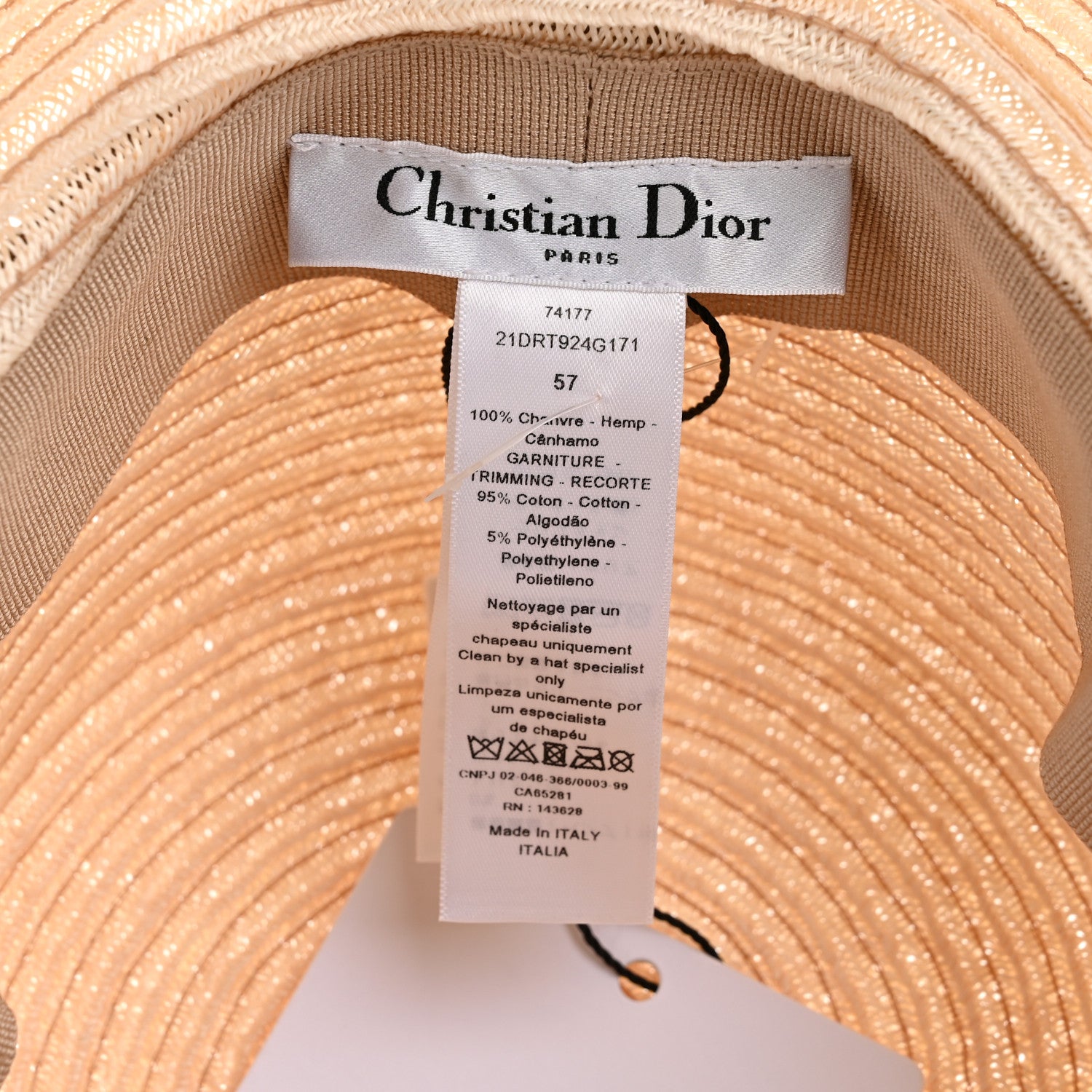 Christian Dior Straw Bucket Hat 57 Natural Rose Des Vents 8 of 8
