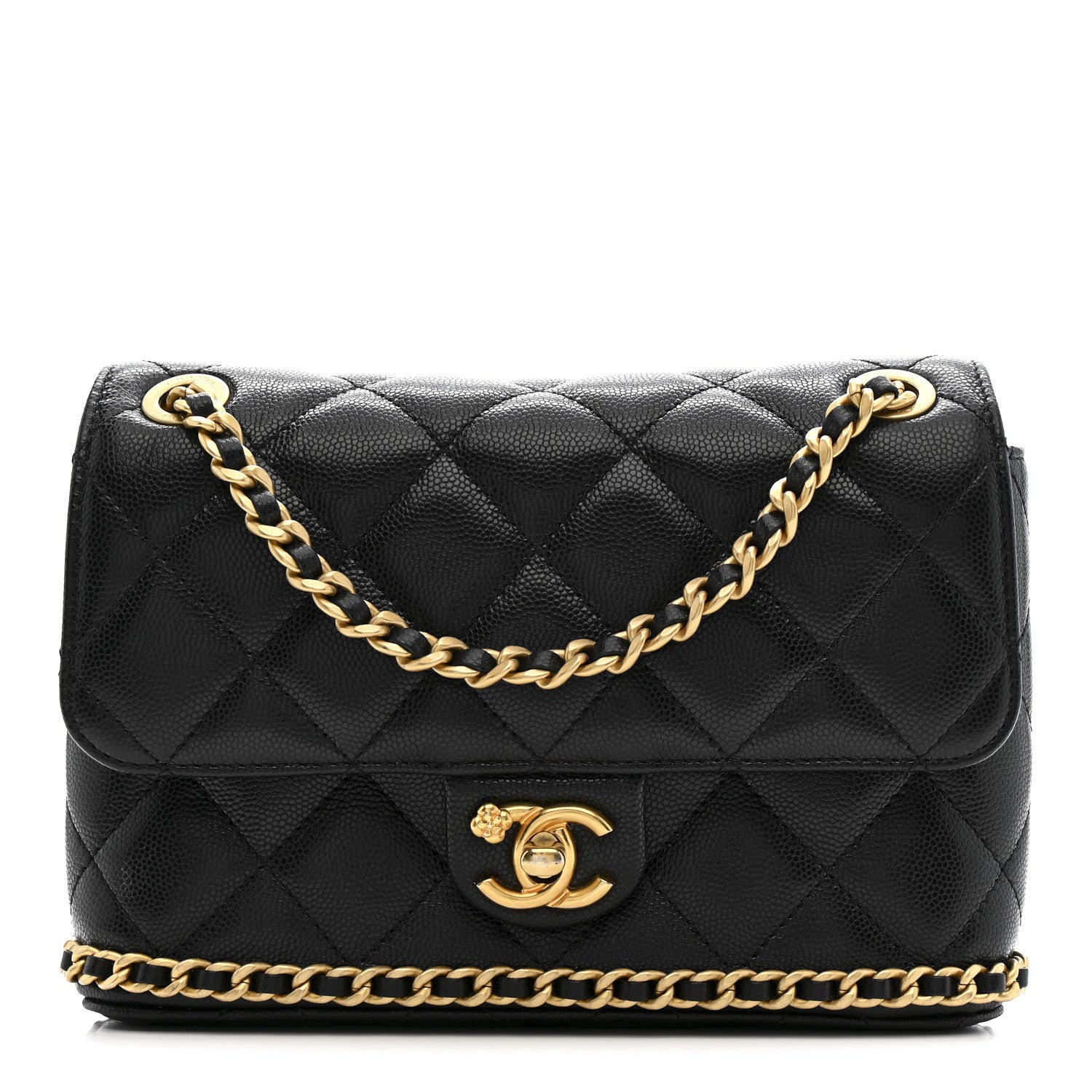 Chanel Caviar Quilted Camellia Chain Around Flap Black 1 of 10