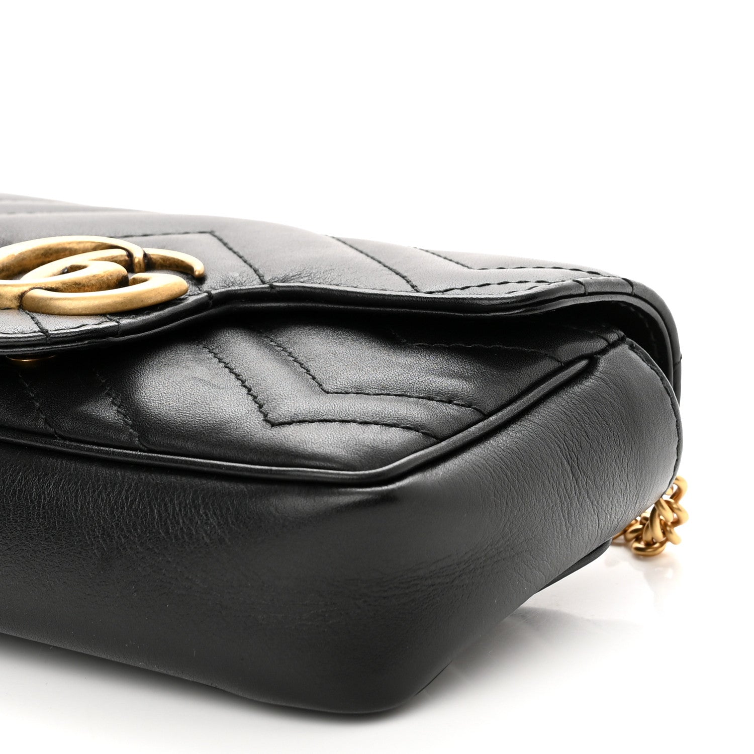 Gucci Calfskin Matelasse Super Mini GG Marmont Shoulder Bag Black 10 of 11