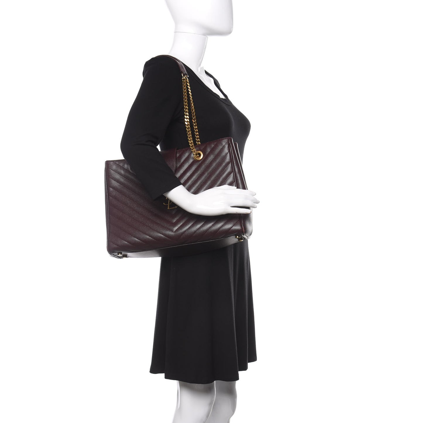 Grain de Poudre Matelasse Chevron Large Monogram Shopping Bag Amarena