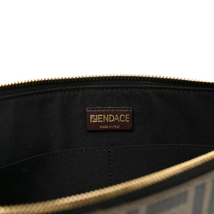 Fendi X VERSACE Glazed Fabric Vitello Cover Fendace FF Baroque Large Flat Pouch Black Gold 6 of 8