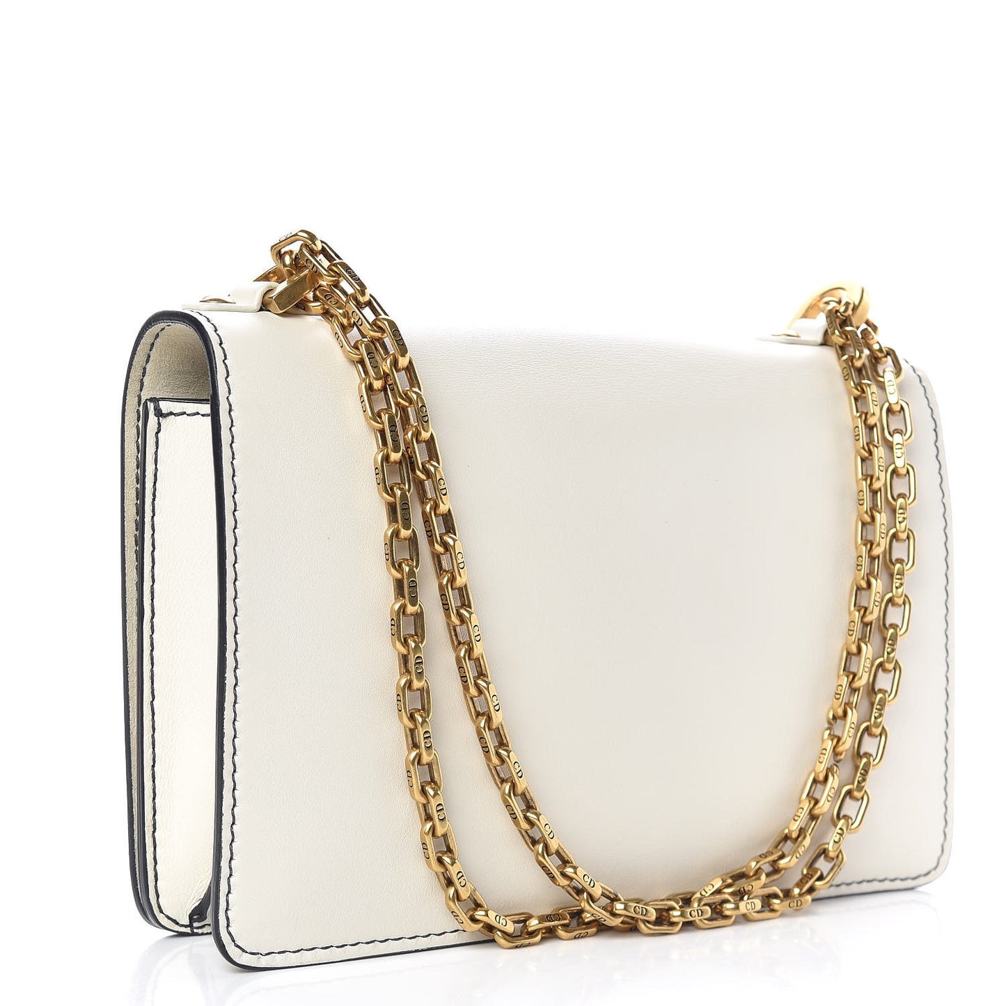 Calfskin J'Adior Chain Flap Bag Off White