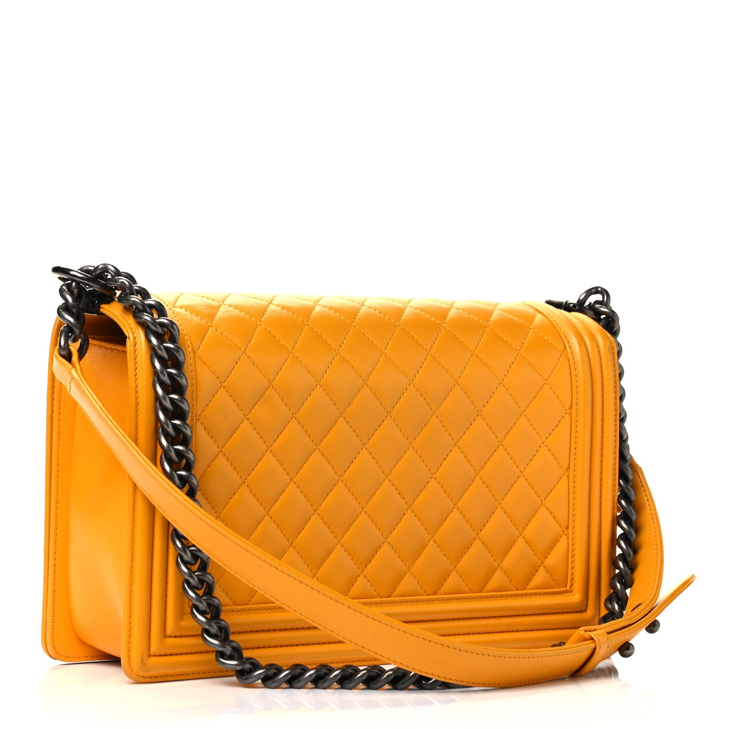 Chanel Lambskin Quilted New Medium Boy Flap Yellow 2 of 4