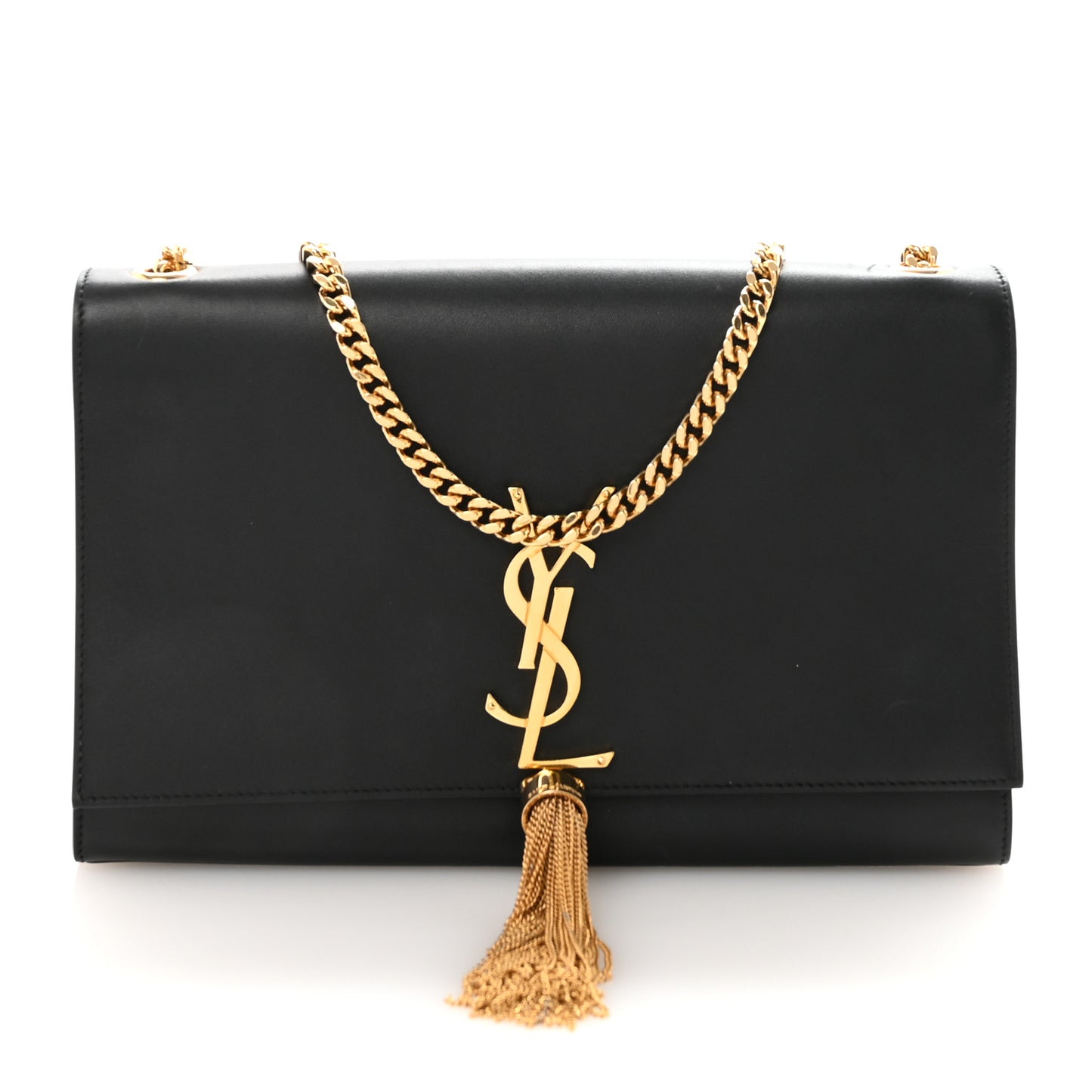 Smooth Calfskin Medium Classic Monogram Kate Tassel Satchel Black