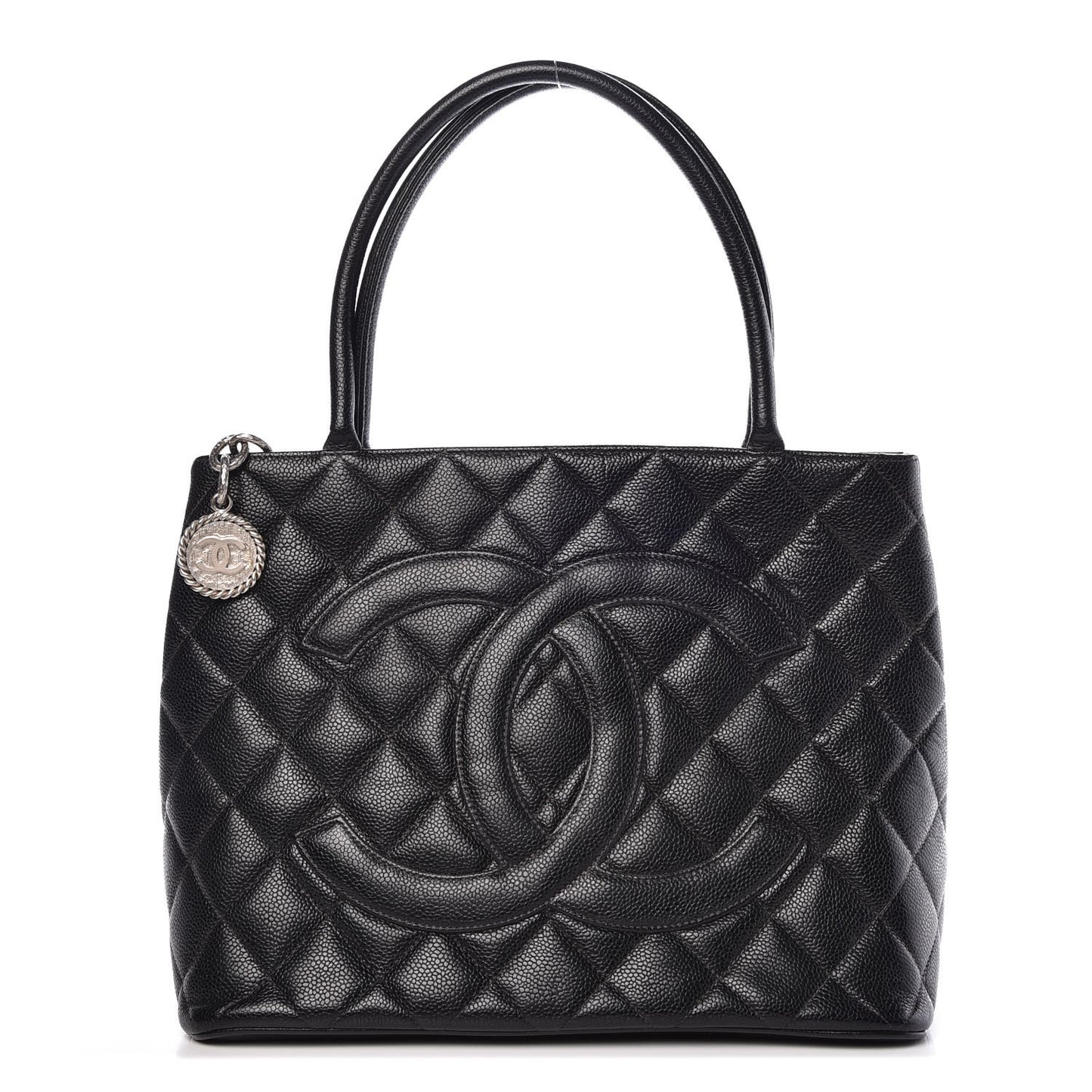 Caviar Quilted Medallion Tote Black