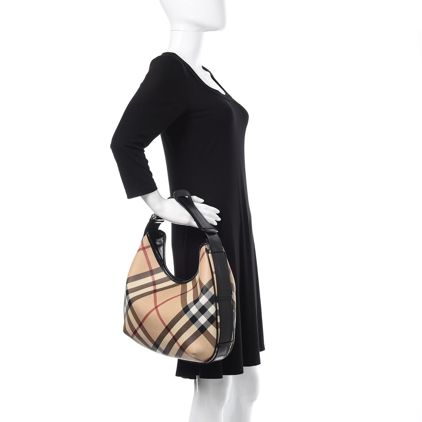 Calfskin Supernova Check Medium Barton Hobo Black