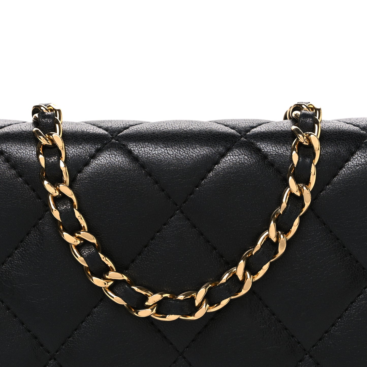Lambskin Quilted Wallet On Chain WOC Black