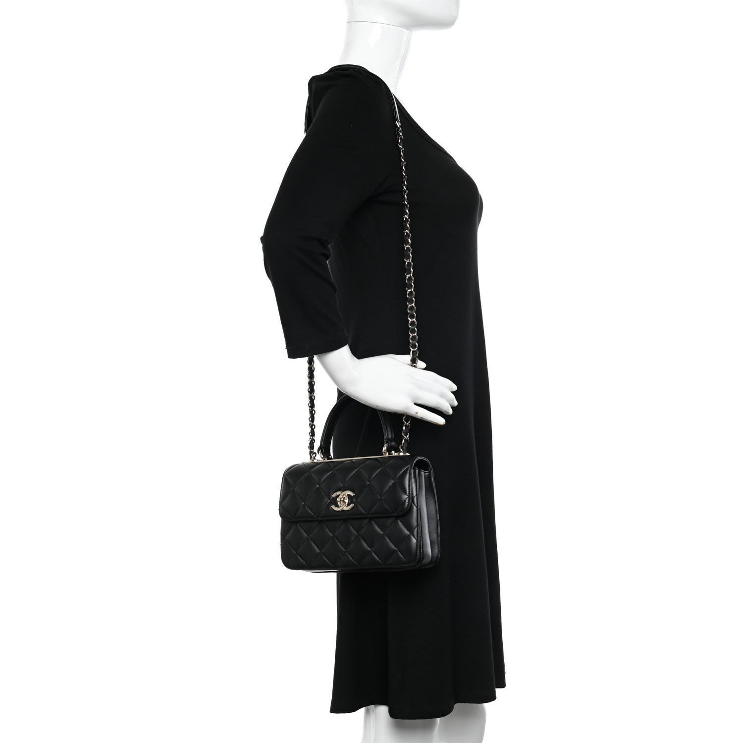 Chanel Lambskin Quilted Mini Trendy CC Dual Handle Flap Bag Black 2 of 14