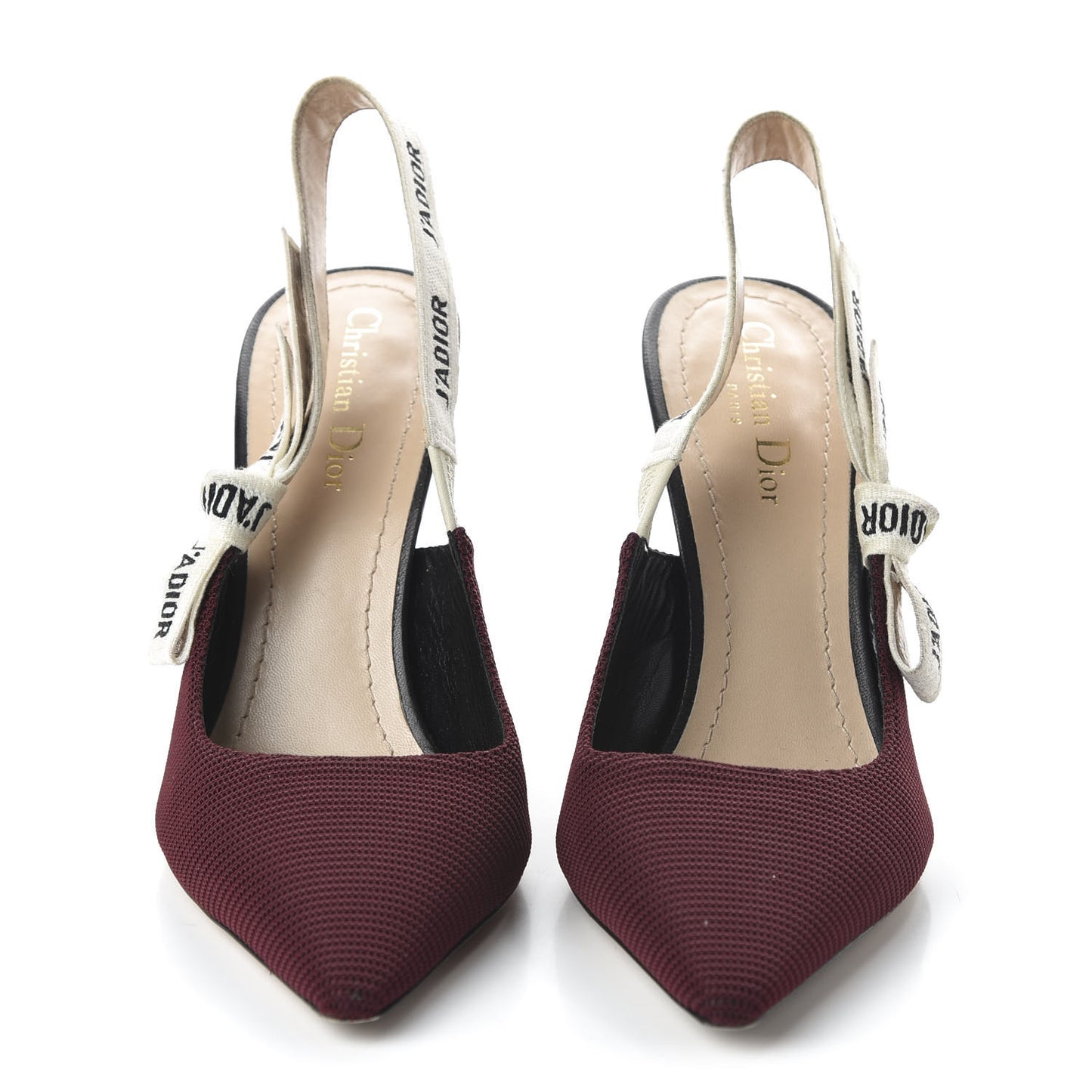 Technical Canvas Ribbon J'Adior Slingback 100mm Pumps 40.5 Rouge Black
