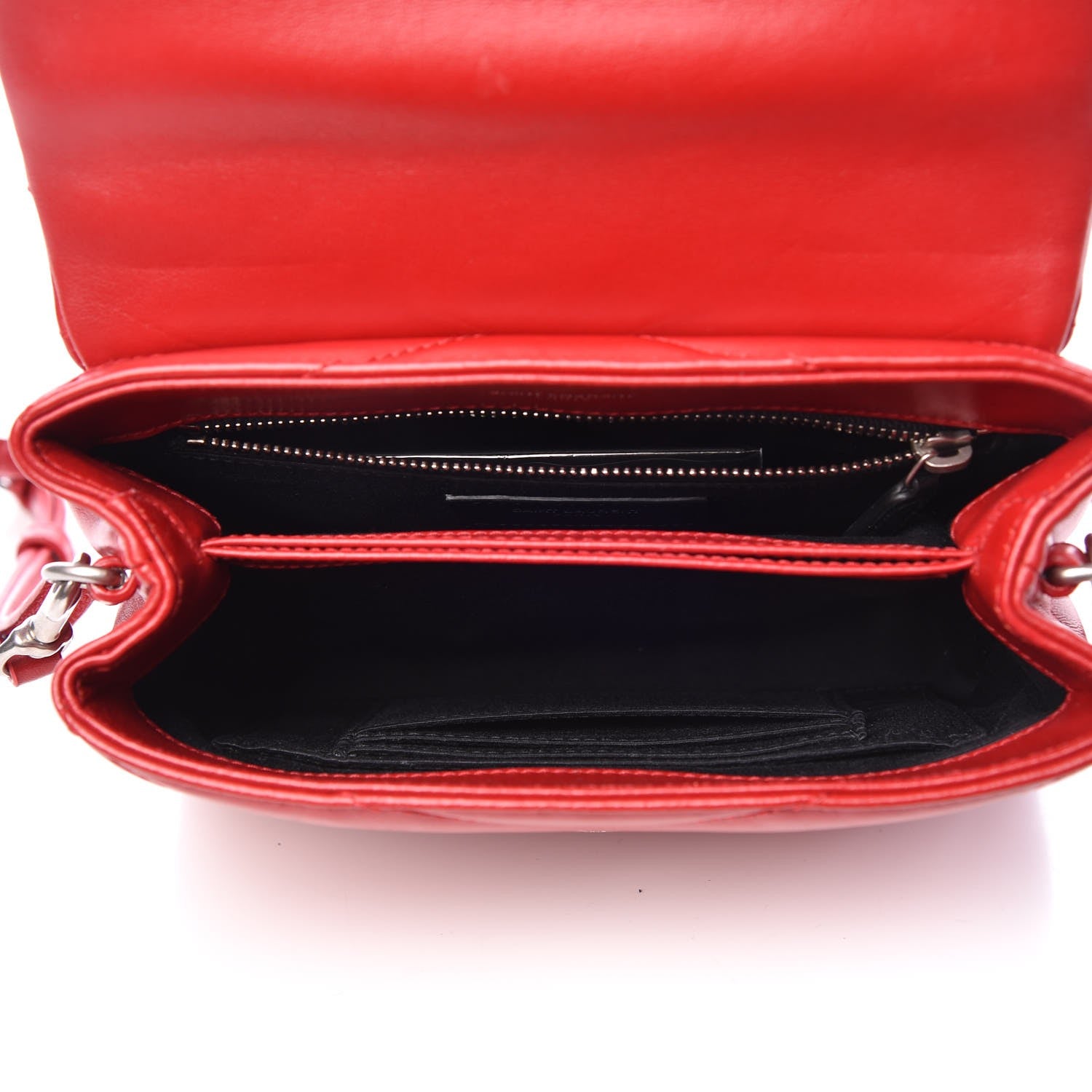 Saint Laurent Calfskin Y Quilted Monogram Toy Loulou Crossbody Bag Red 5 of 7