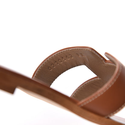 Hermes Box Calfskin Oran Sandals 37.5 Gold 8 of 9