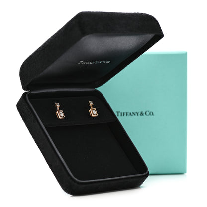 Tiffany 18K Rose Gold Diamond Jewel Box Drop Earrings 6 of 6