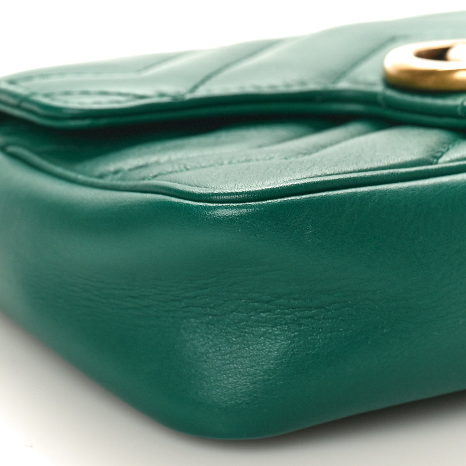Gucci Calfskin Matelasse Super Mini GG Marmont Shoulder Bag Emerald Green 9 of 10