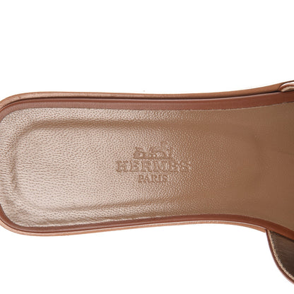 Hermes Box Calfskin Oran Sandals 37.5 Gold 6 of 8