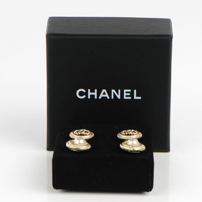 Chanel Pearl CC Dangle Earrings Gold 5 of 5