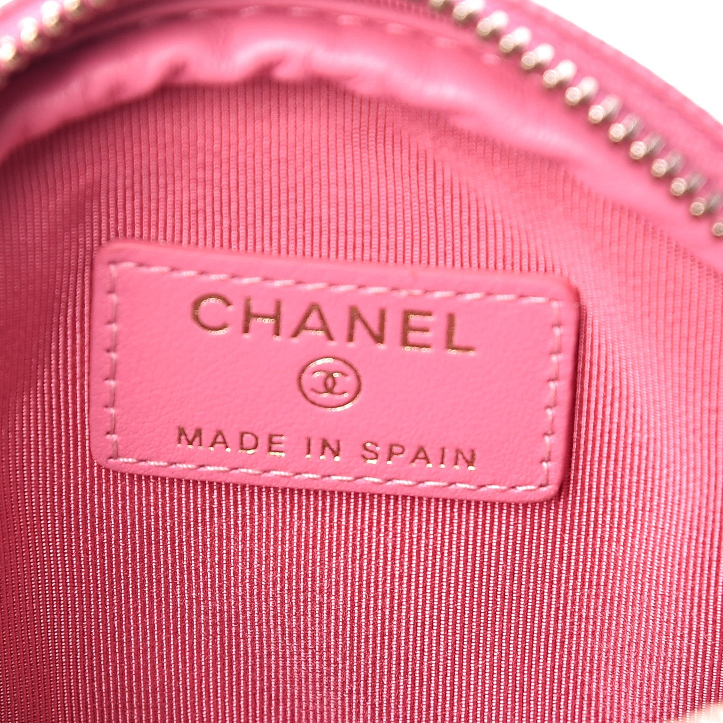 Iridescent Caviar Quilted Zip Around Classic Coin Purse Pink
