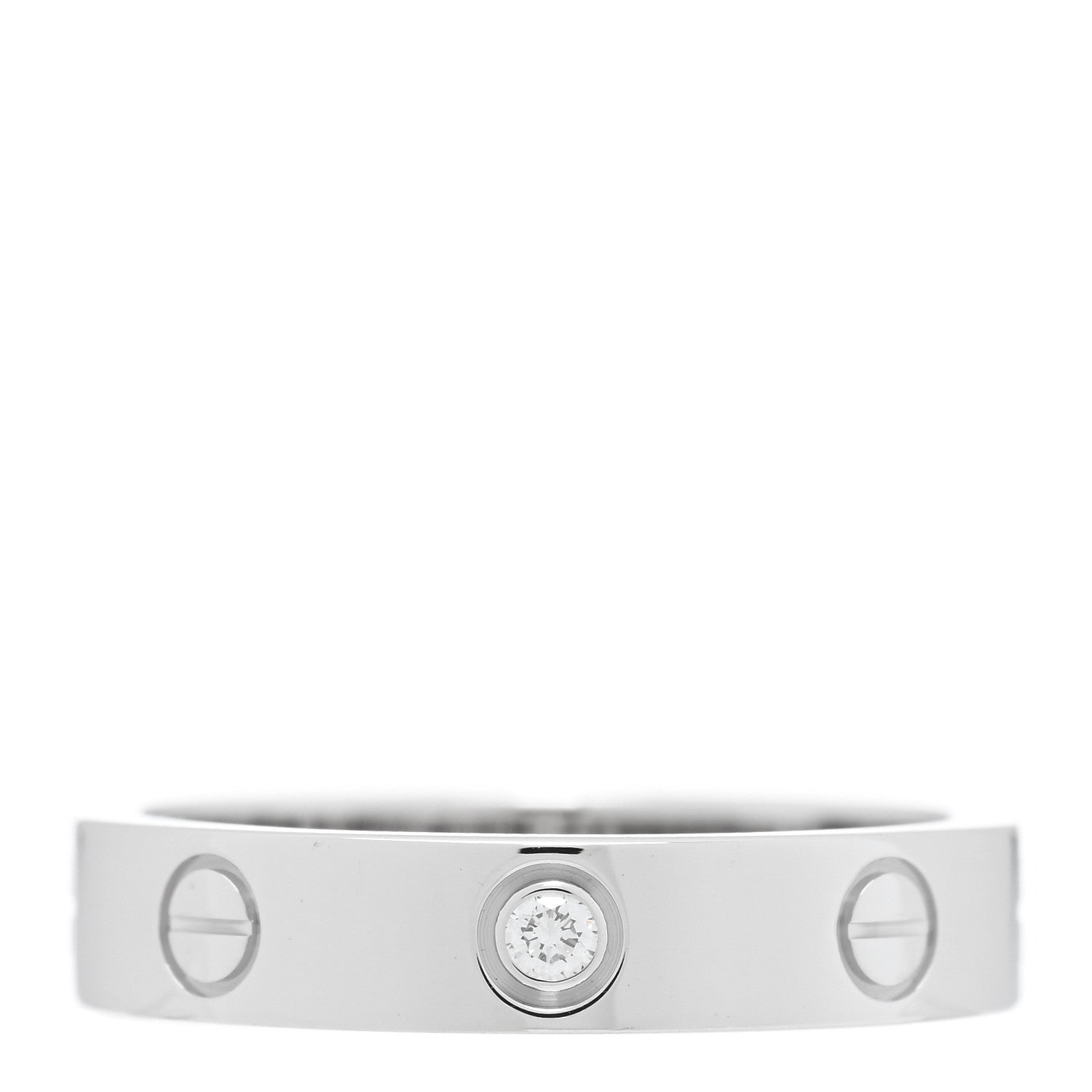Cartier 18K White Gold Diamond 4mm LOVE Wedding Band Ring 52 6 1 of 4