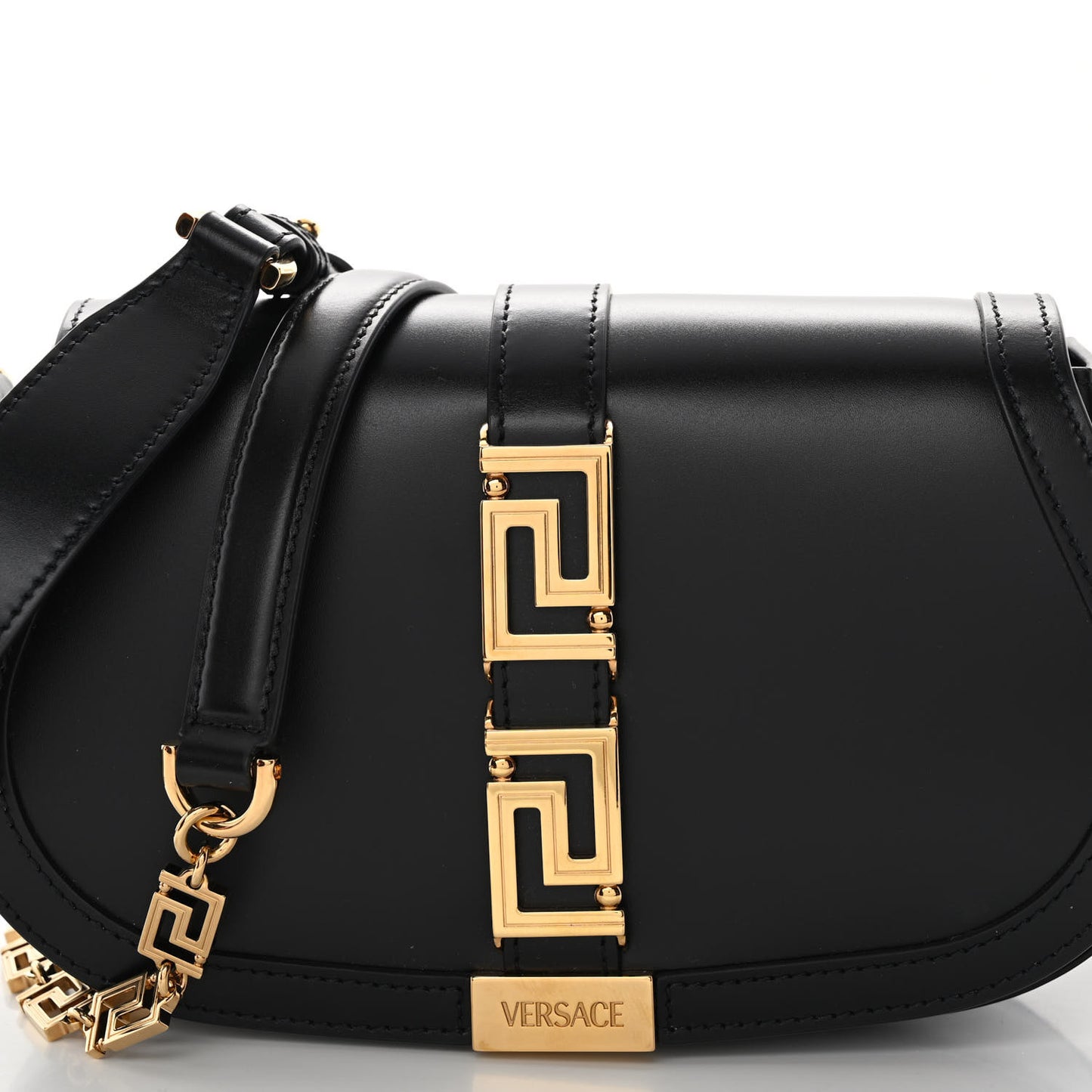 Calfskin Medium Greca Goddess Shoulder Bag Black
