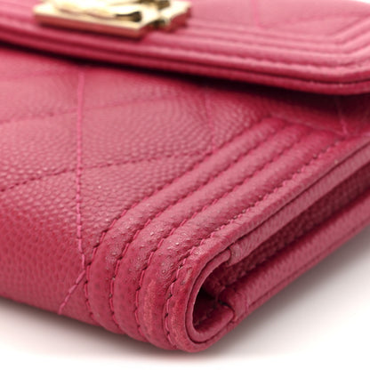 Chanel Caviar Quilted Compact Boy Wallet Pink 10 of 10