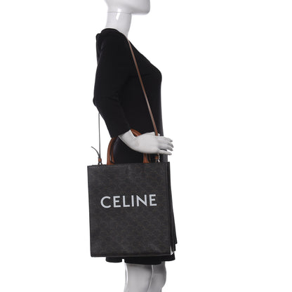 Celine Triomphe Canvas Calfskin Small Vertical Cabas Tan 2 of 12