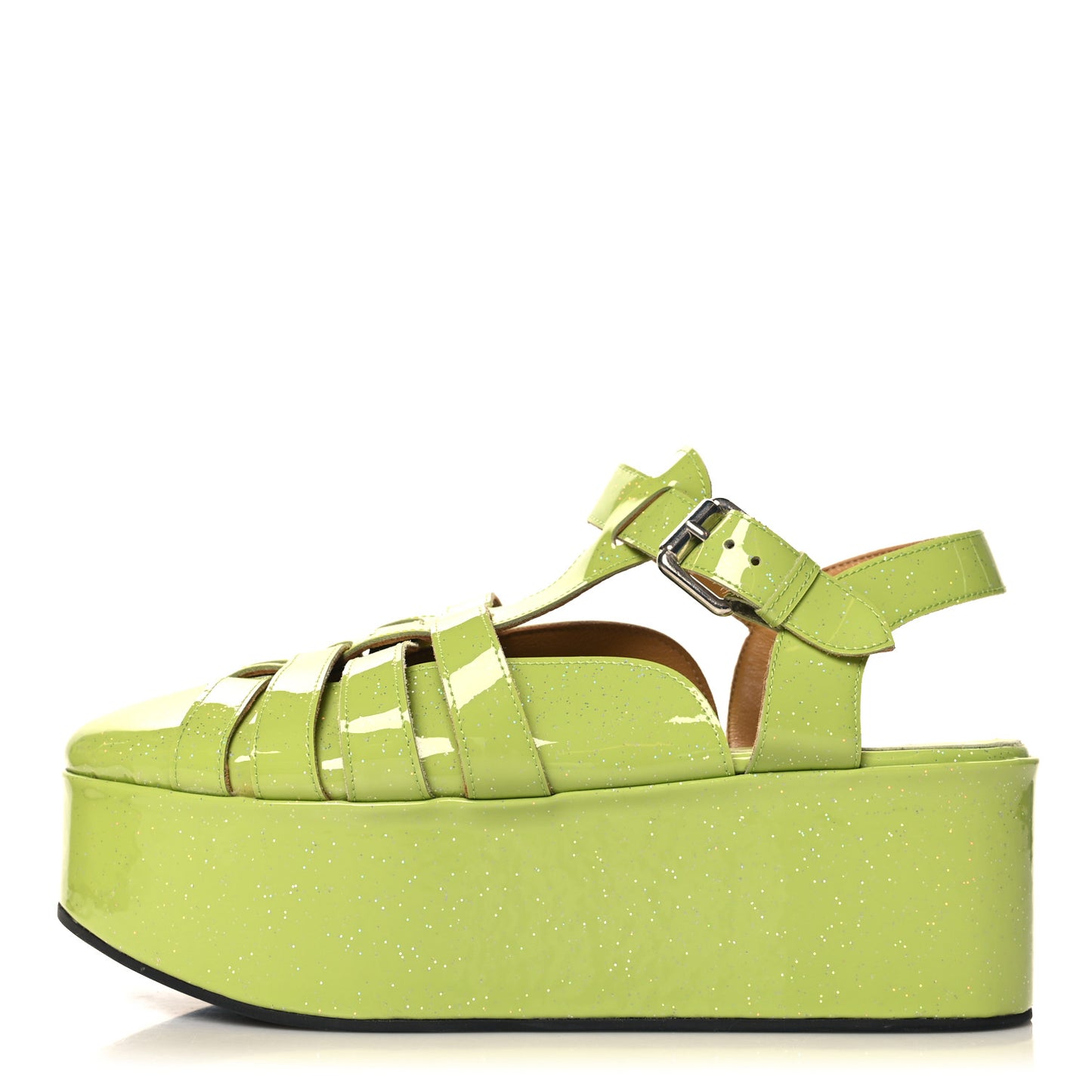 Glitter Rubber Wedge Sandals 39 Aniseed Green