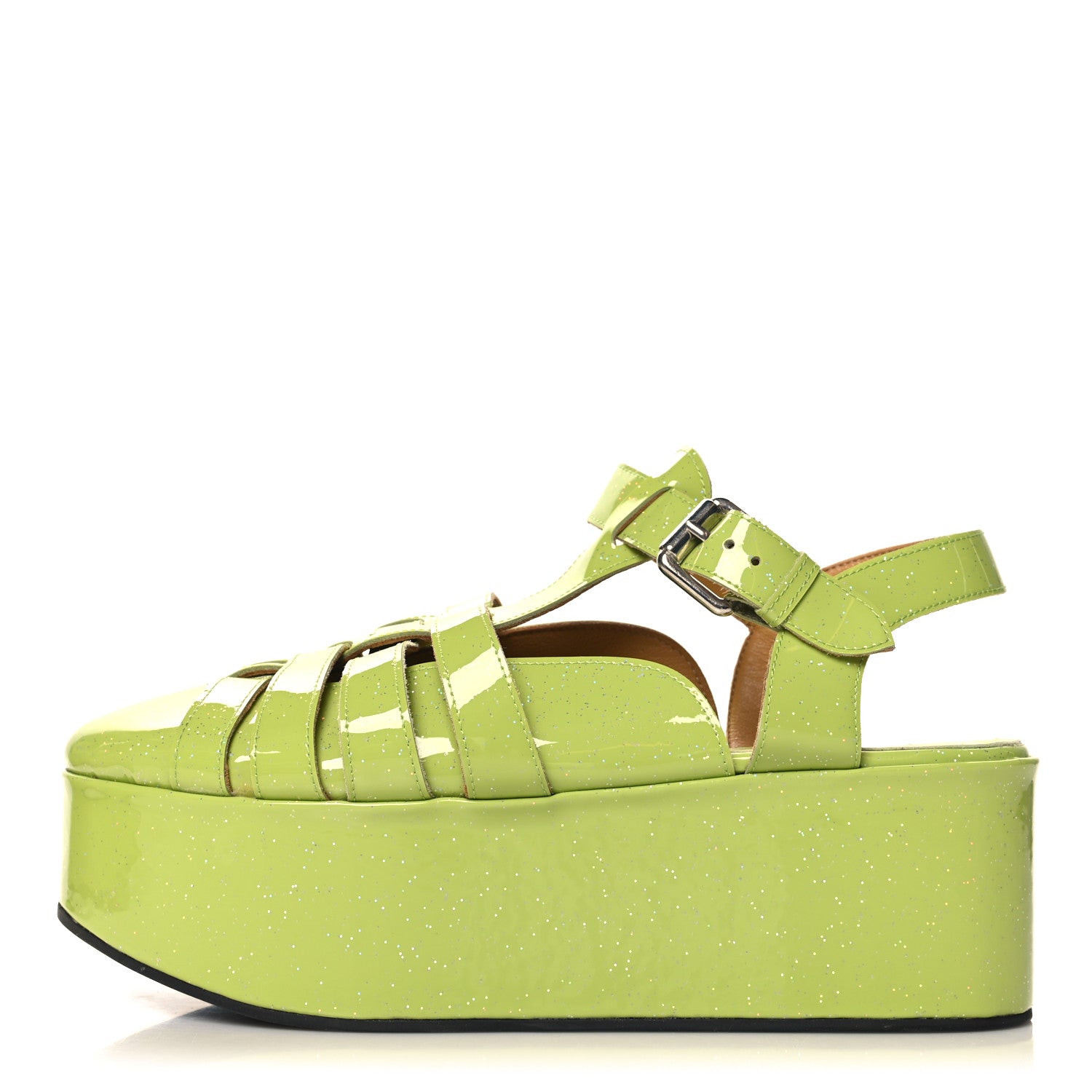 Loewe Glitter Rubber Wedge Sandals 39 Aniseed Green 1 of 9