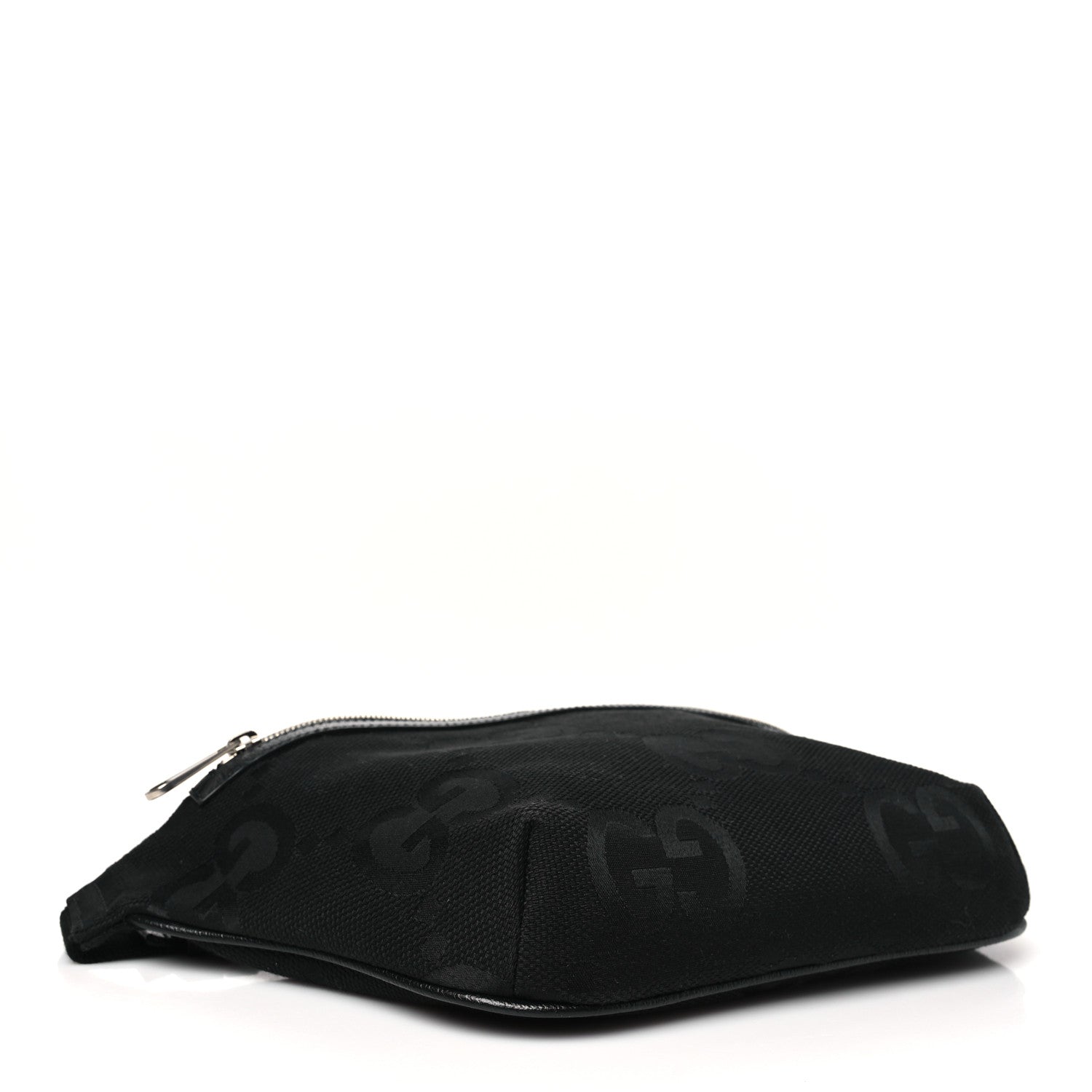 Gucci Monogram Jumbo GG Textured Dollar Calfskin Web Belt Bag Black 4 of 9