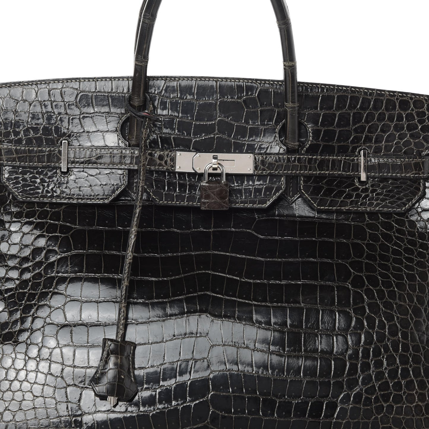 Shiny Porosus Crocodile Birkin 40 Graphite