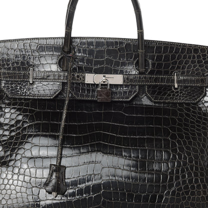 Hermes Shiny Porosus Crocodile Birkin 40 Graphite 32 of 45