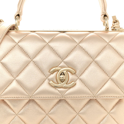 Chanel Metallic Lambskin Quilted Small Trendy CC Flap Dual Handle Bag Gold 9 of 13