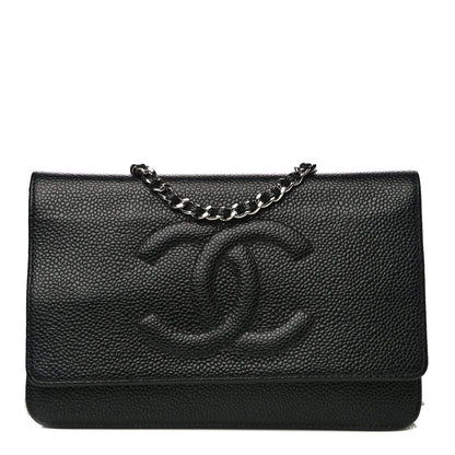 Chanel Caviar Timeless CC Wallet On Chain WOC Black 1 of 17
