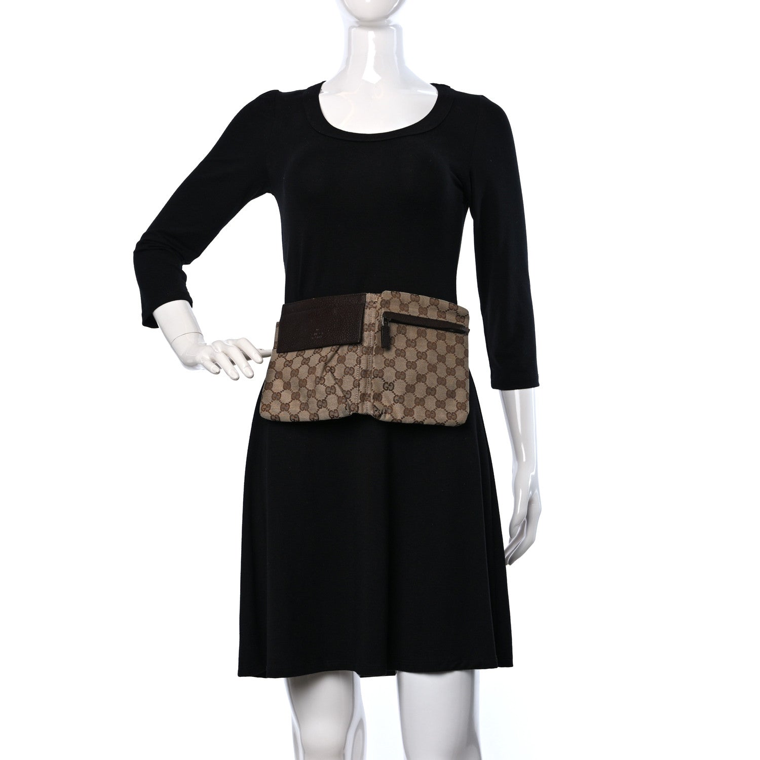 Gucci GG Monogram Double Pocket Belt Bag Dark Brown 2 of 12