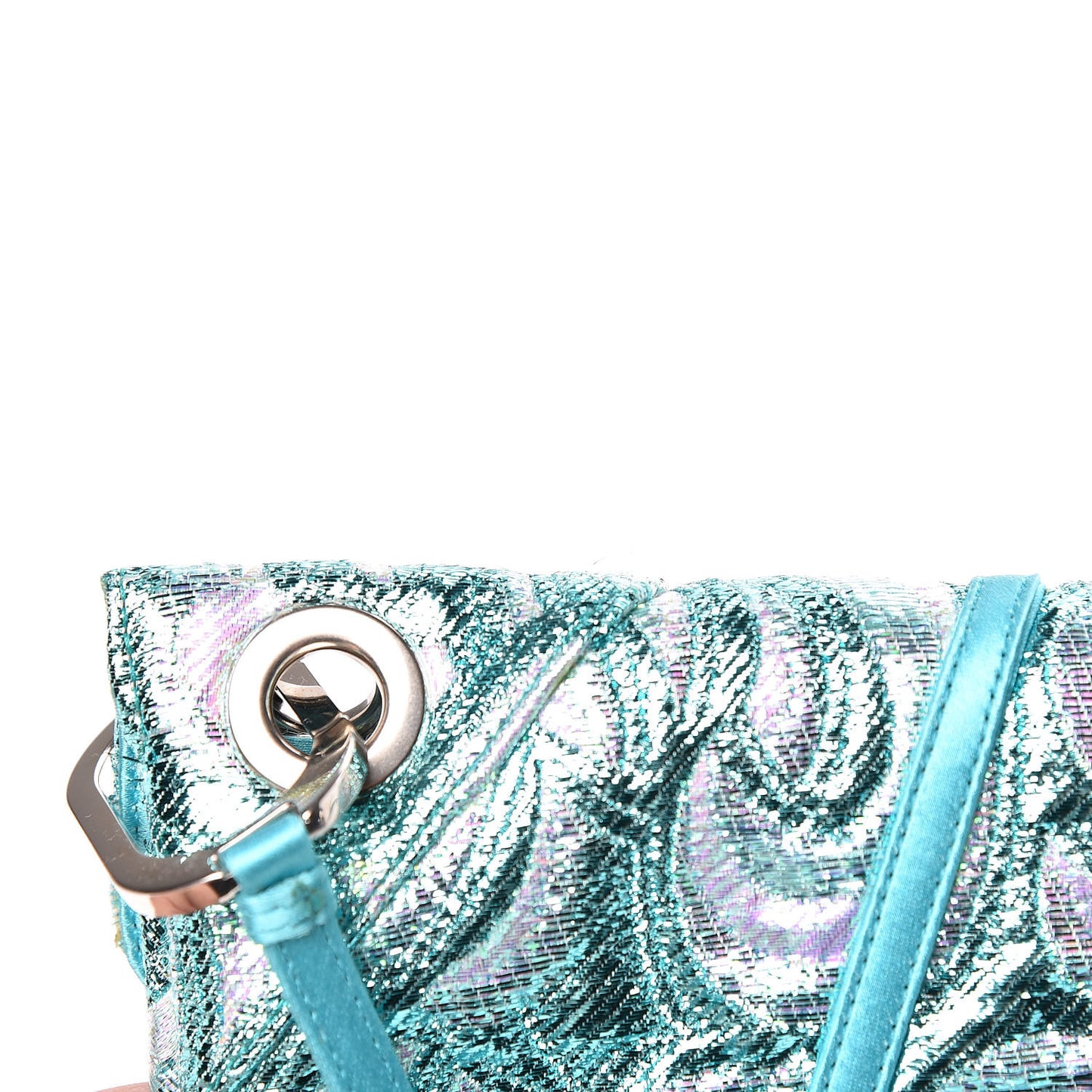 Tessuto Lurex Flap Clutch Turchese