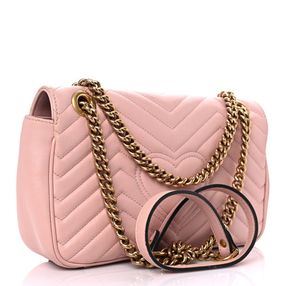 Gucci Calfskin Matelasse Small GG Marmont Shoulder Bag Perfect Pink 3 of 21