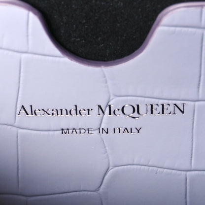 Alexander McQueen Calfskin Crocodile Embossed Skull Medium Shoulder Bag Lavender 6 of 10