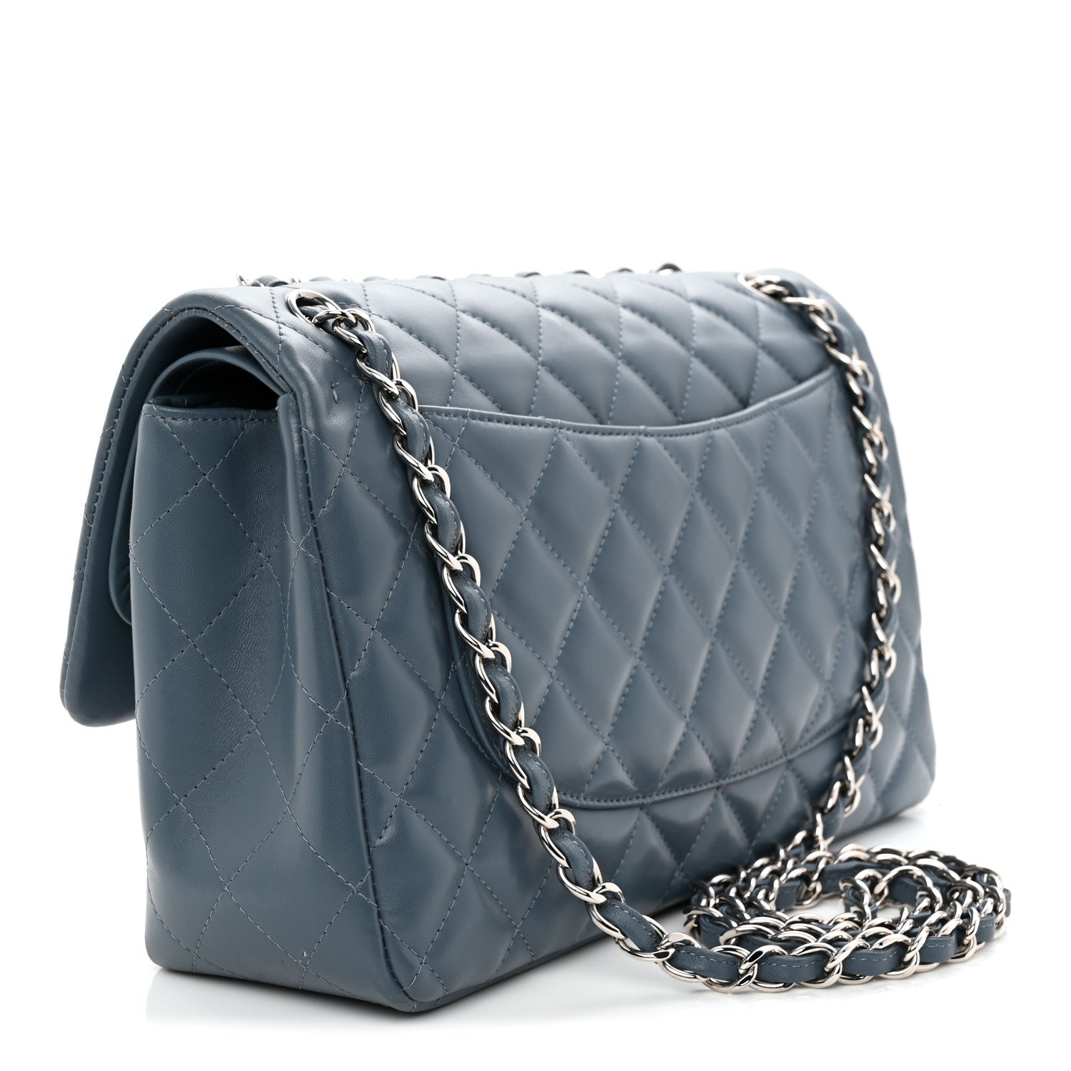 Chanel Lambskin Quilted Jumbo Double Flap Dark Blue 3 of 12