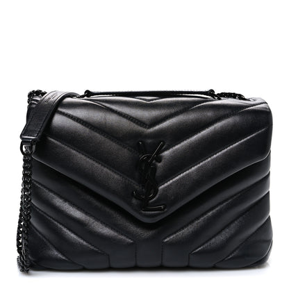 Saint Laurent Calfskin Y Quilted Monogram Monochrome Small Loulou Chain Satchel Black 2 of 11