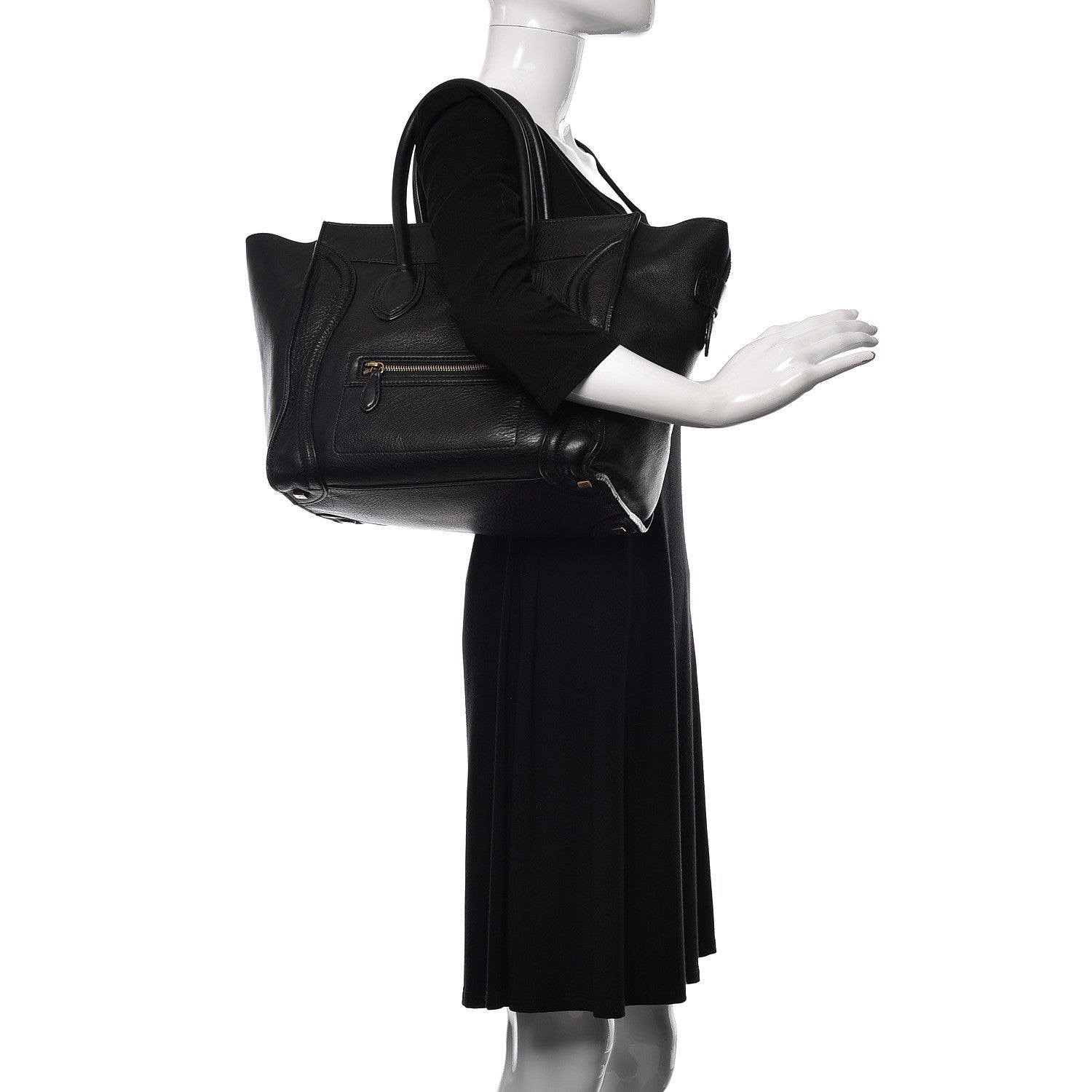 Celine Drummed Calfskin Mini Luggage Black 2 of 18