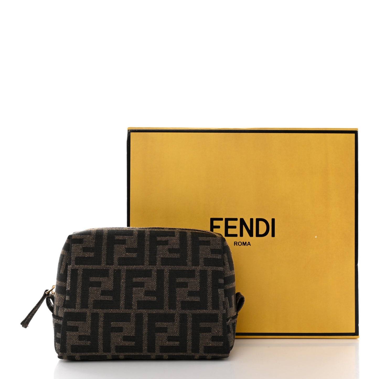 Fabric Jacquard FF 1974 Small Trapezoid Beauty Pouch Tobacco Moro Black