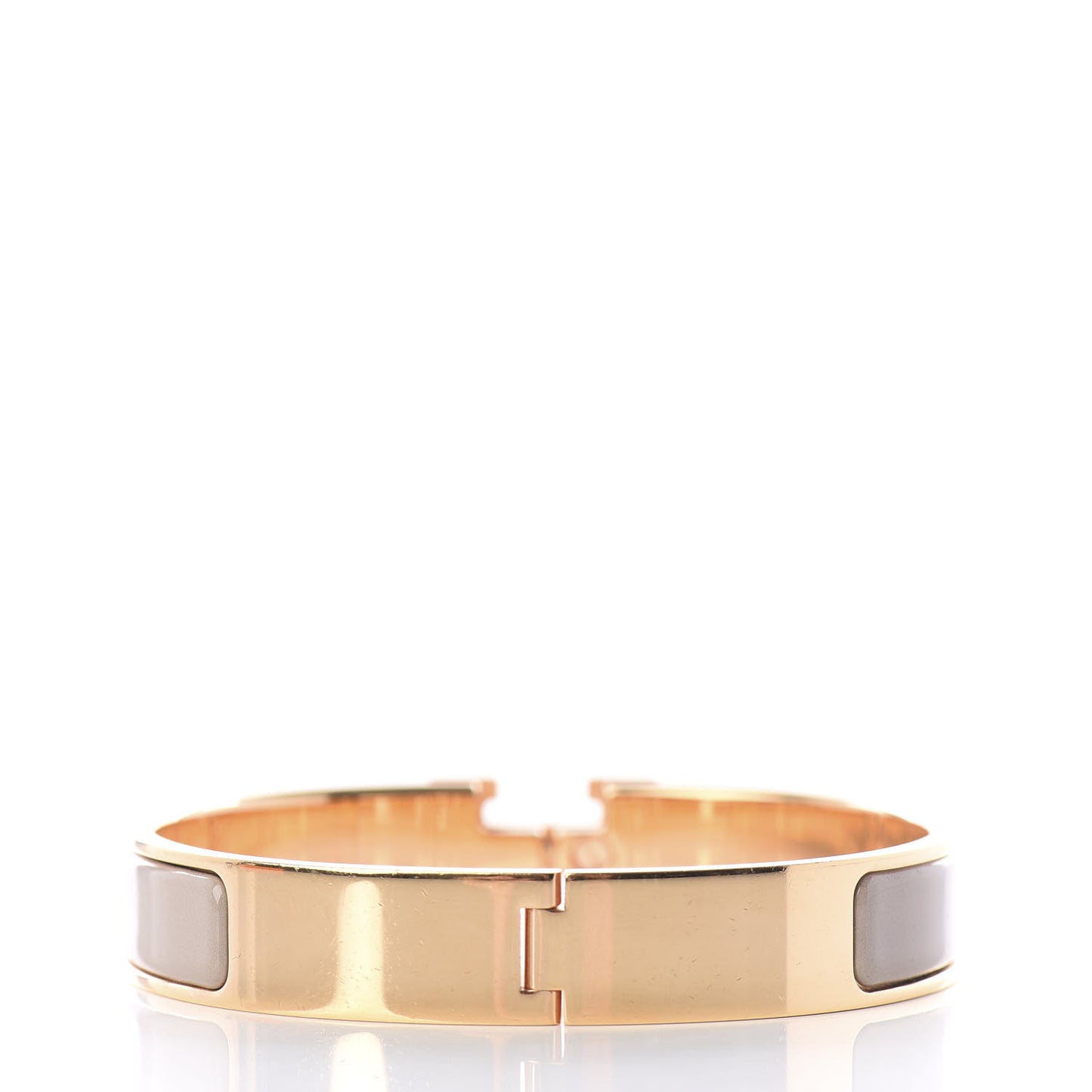 Enamel Narrow Clic Clac H Bracelet GM Marron Glace