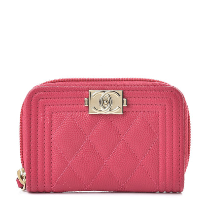 Chanel Caviar Quilted Boy Zip Around Coin Purse Wallet Fuchsia 1 of 11